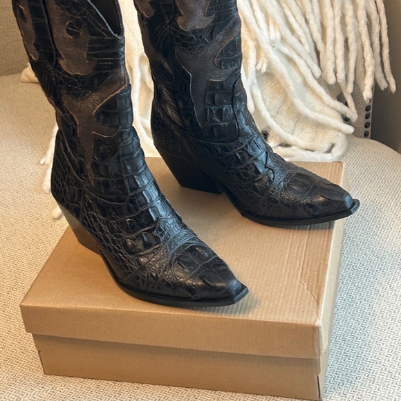 Veari Western Cowboy Boots Black - Picture 8 of 9
